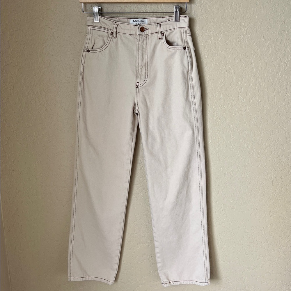 Reformation cowboy high rise straight jeans almond - Picture 2 of 11
